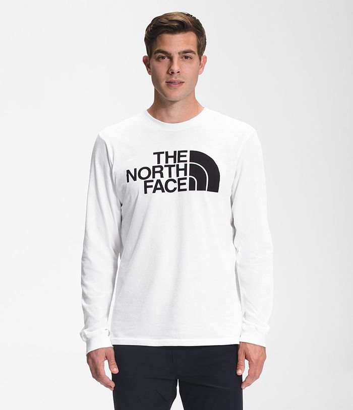 Camiseta The North Face Hombre Manga Larga Half Dome - Colombia ZHKBEX739 - Blancas